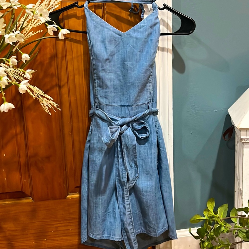 Hollister Adjustable back jean romper size small